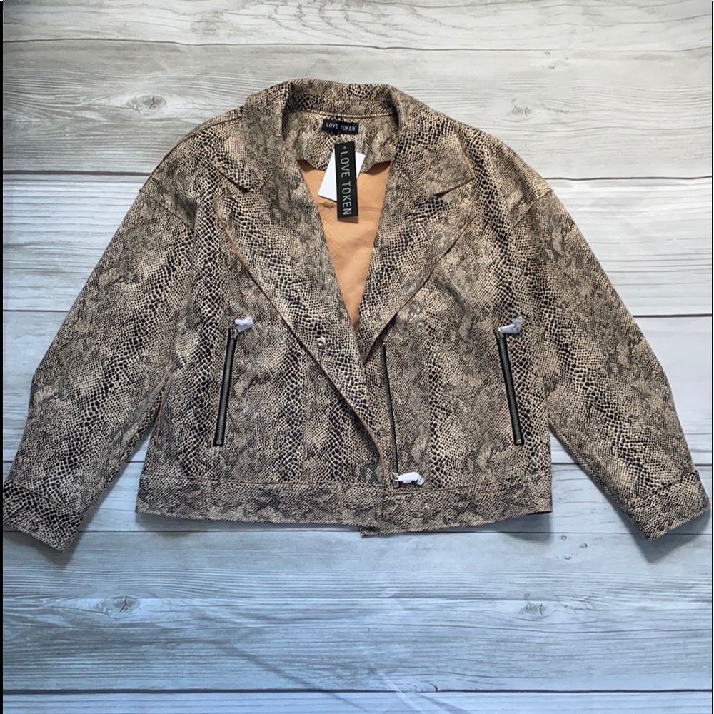 Love Token Snake Skin Print Jacket. Size M